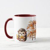 Süße Herbst-Igel-Illustration mit Ernteleiter Tasse (Links)