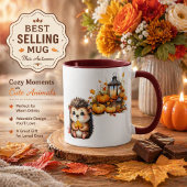 Süße Herbst-Igel-Illustration mit Ernteleiter Zweifarbige Tasse
