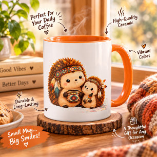 Süße Herbst-Igel-Kaffeetasse mit farbenfrohem Herb Tasse