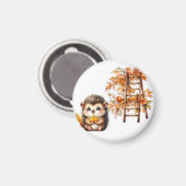 Süße Herbst-Igel mit Ernteleiter-Illustration Magnet (Vorderseite/Rückseite)