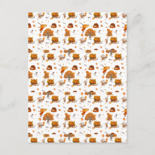 Süße Herbst-Pfostenkarte mit Eichhörnchen und Bäum Postkarte