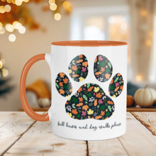 Süße Herbst-Pfotenabdruck-Kaffeetasse für einen Hu Tasse