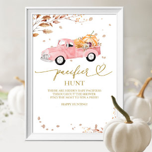 Süße Herbst-Sauger-Schatzsuche-Baby-Party-Schild Poster