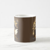 Süße Herbstfee mit leuchtenden Blumen Kaffeetasse (Mittel)