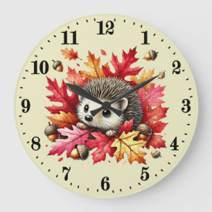 Süße Herbstliche saisonale Igel Liebhaber Große Wanduhr