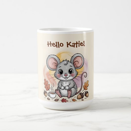 Süße Herbstmaus mit Eicheln und Kaffee Kaffeetasse (Mittel)