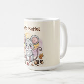 Süße Herbstmaus mit Eicheln und Kaffee Kaffeetasse (VorderseiteRechts)