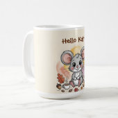 Süße Herbstmaus mit Eicheln und Kaffee Kaffeetasse (Vorderseite Links)
