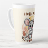 Süße Herbstmaus mit Eicheln und Kaffee Milchtasse (Linke Ecke)