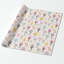 Süße Herbstwaldtiere mit Drachen und Bäumen