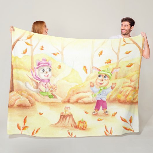 Süße Herbstwanderung im Wald Fleecedecke (Beispiel)