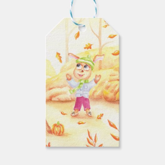 Süße Herbstwanderung im Wald Geschenkanhänger (Vorderseite)