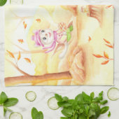 Süße Herbstwanderung im Wald Geschirrtuch (Gefaltet)