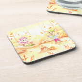 Süße Herbstwanderung im Wald Getränkeuntersetzer (Linke Seite)