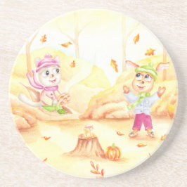 Süße Herbstwanderung im Wald Getränkeuntersetzer