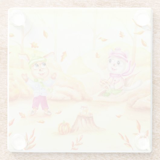 Süße Herbstwanderung im Wald Glasuntersetzer (Rückseite)