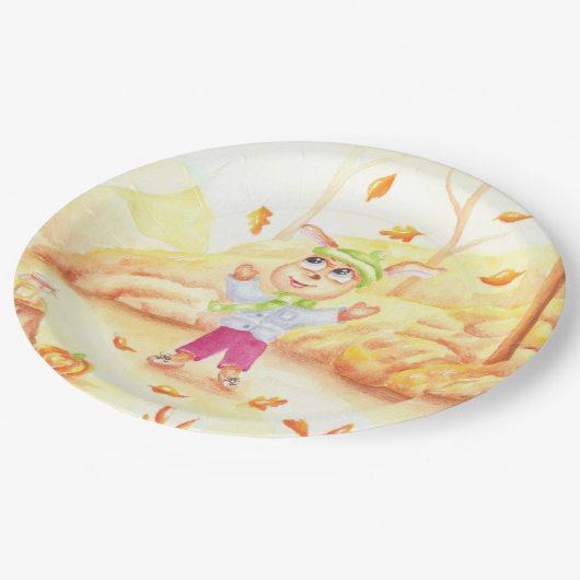 Süße Herbstwanderung im Wald Pappteller (Schrägansicht)