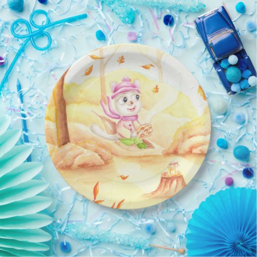 Süße Herbstwanderung im Wald Pappteller (Party)