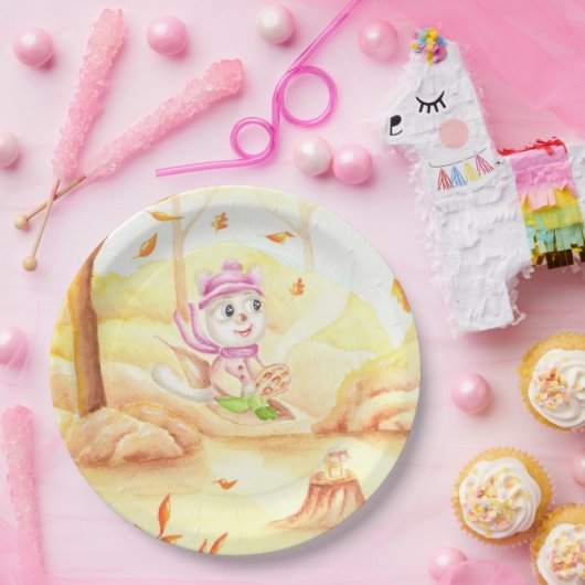 Süße Herbstwanderung im Wald Pappteller (Party)