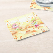 Süße Herbstwanderung im Wald Rechteckiger Pappuntersetzer (angewinkelt)