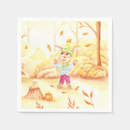 Süße Herbstwanderung im Wald Serviette