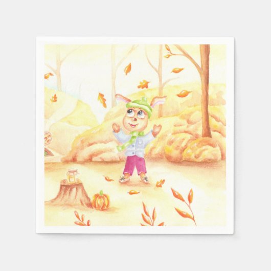 Süße Herbstwanderung im Wald Serviette (Vorderseite)