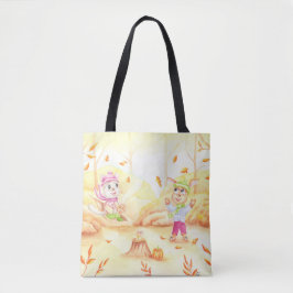 Süße Herbstwanderung im Wald Tasche