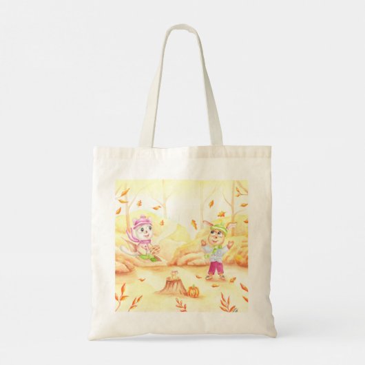 Süße Herbstwanderung im Wald Tragetasche (Rückseite)