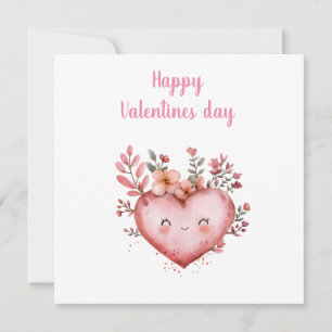 süße Herz-Aquarellmalerei mit Blumen  Feiertagskarte
