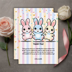 Süße Herz Hasen Hüpfer Baby Shower Dankeskarte