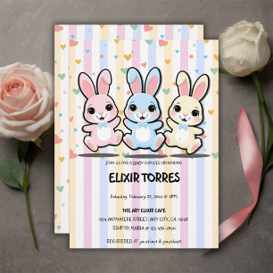 Süße Herz Hasen Hüpfer Baby Shower Einladung