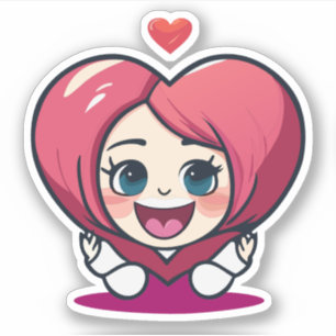 Süße Herz Kinder Cartoon Figur Aufkleber