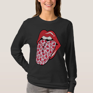 Süße Herz Lippen Zunge Retro Valentinstag Passend T-Shirt