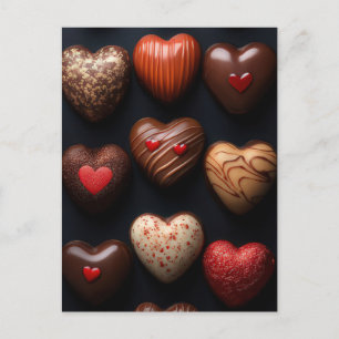 süße Herzen aus Schokolade Valentinstag Postkarte