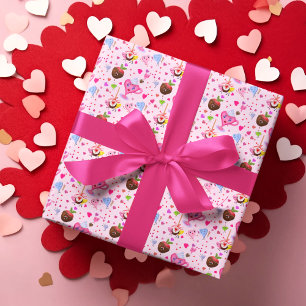Süße Herzen feiern überall Geschenkpapier