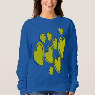 Süße Herzen Handgezeichnet Fett Gelb Romantische K Sweatshirt