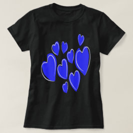 Süße Herzen Handgezeichnete Blaue Doodle T-Shirt