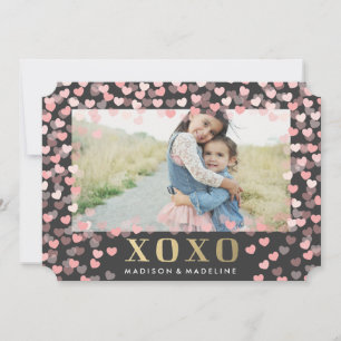 Süße Herzen in Grau Valentinstag Fotokarte Feiertagskarte