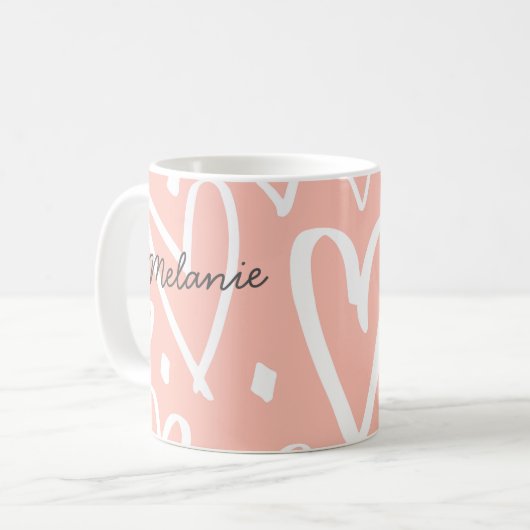 Süße Herzen | Monogramm-Tasse Kaffeetasse (Vorderseite Links)