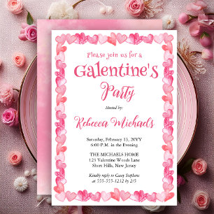 Süße Herzen Rahmen Galentine's Day Party Einladung