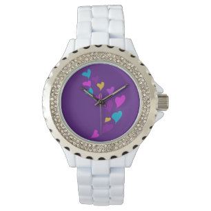 Süße Herzen tropfen Pink Gelb Blau Lila Armbanduhr
