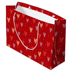 Süße Herzen und Punkte Valentinstag-Muster Große Geschenktüte