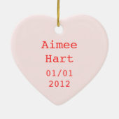süße Herzfarbe "Name & Datum" Ornament Herz (Hinten)