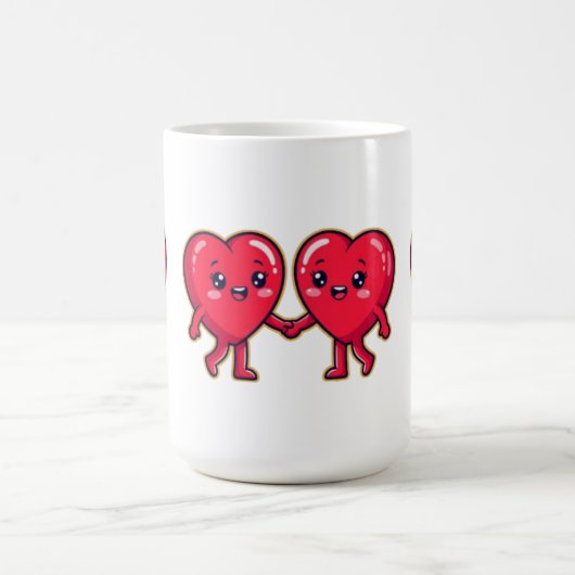Süße Herzfiguren, die Händchen halten Kaffeetasse (Mittel)