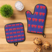 Süße Herzfiguren, die Händchen halten Ofenhandschuh & Topflappen-Set (Oben Unten)