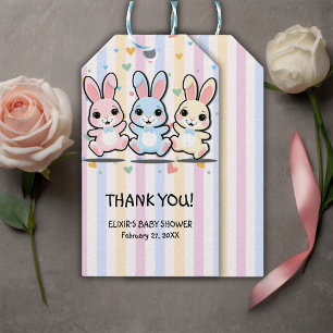 Süße Herzhäschen Hüpfer Baby Shower Geschenkanhänger