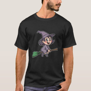 Süße Hexe fliegt Besen Halloween T-Shirt