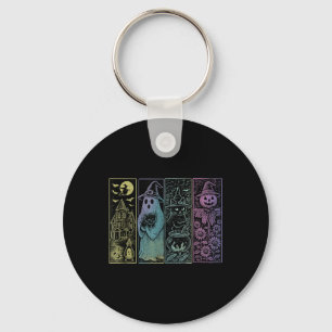 Süße Hexe Geist Katze Vintage Halloween Vogelscheu Schlüsselanhänger