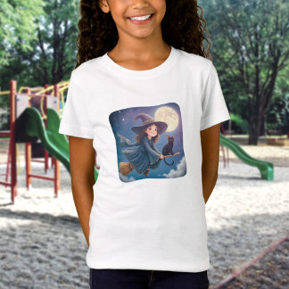 Süße Hexe mit Katze T-Shirt