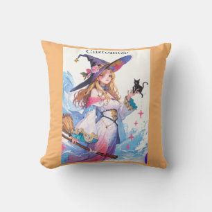 Süße Hexe mit schwarzer Katze Thunder_Cove  Kissen